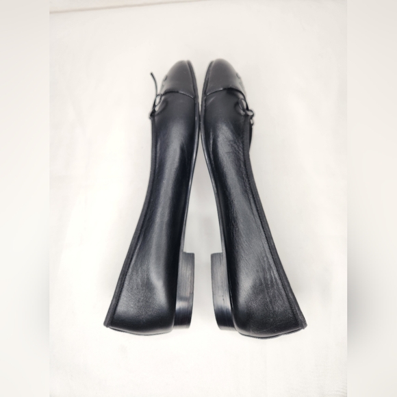 CHANEL Black Cambon Leather Ballet Flats Bow CC Logo Classic Ballerina Size 37.5 - Picture 10 of 15